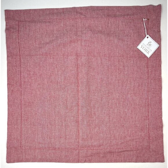 ELISABETH YORK 20"x20" Red Linen Hemstitch Throw PILLOW SHAM Case NWT NEW - Picture 2 of 6